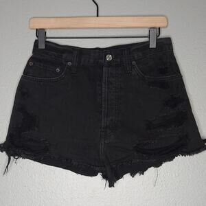 Abercrombie and Fitch Black Distressed Denim Short